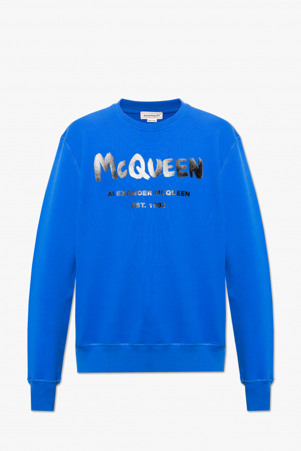 Alexander McQueen Jeans dritti a vita alta Blu Blue Sweatshirt with logo Alexander McQueen Biname fmedShops NZ